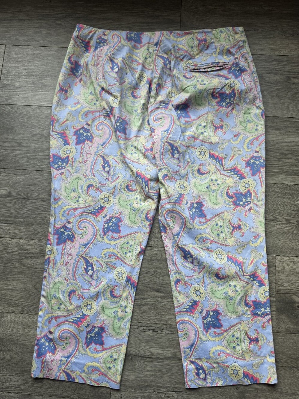 Lauren Ralph Lauren Pastel Paisley Ankle Pants - Light Blue Multi 22W - Picture 5 of 6